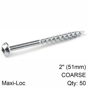 KREG Zinc Pocket Hole Screws 51mm 2.00' #8 Coarse Thread Mx Loc 50ct